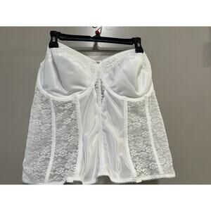 Dominque-Collette Longline Lace Corset BRA Torsolette Adjustable White Sz 42DD